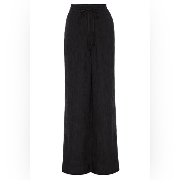 Monday Swimwear – Tahiti Pant in Black Crinkle Linen - Picture 1 of 9